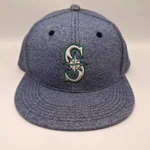 Seattle Mariners Aquafina Moose Logo Brim Blue Hat Cap Snapback Melonwear